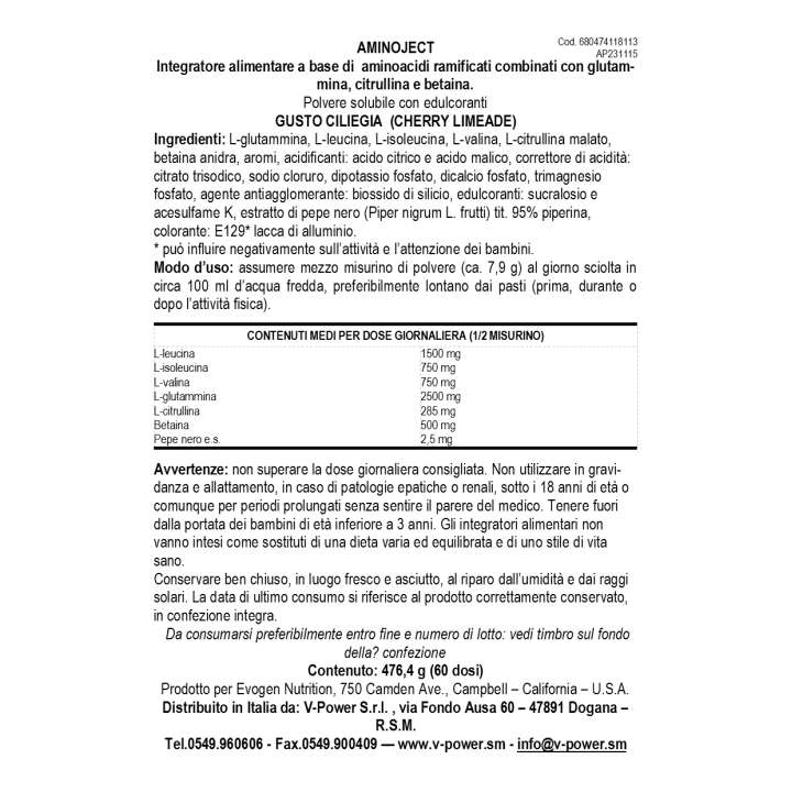 Aminoject 472 gr
