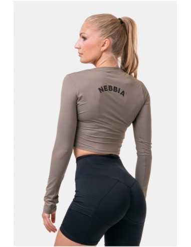 NEBBIA LONG SLEEVE THUMBHOLE SPORTY CROP TOP 585