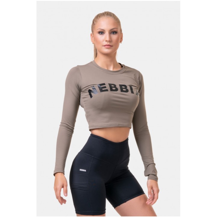 NEBBIA LONG SLEEVE THUMBHOLE SPORTY CROP TOP 585