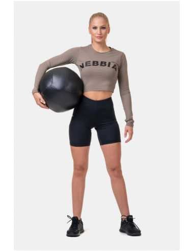 NEBBIA LONG SLEEVE THUMBHOLE SPORTY CROP TOP 585