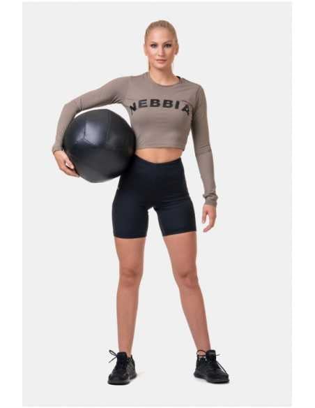 NEBBIA LONG SLEEVE THUMBHOLE SPORTY CROP TOP 585