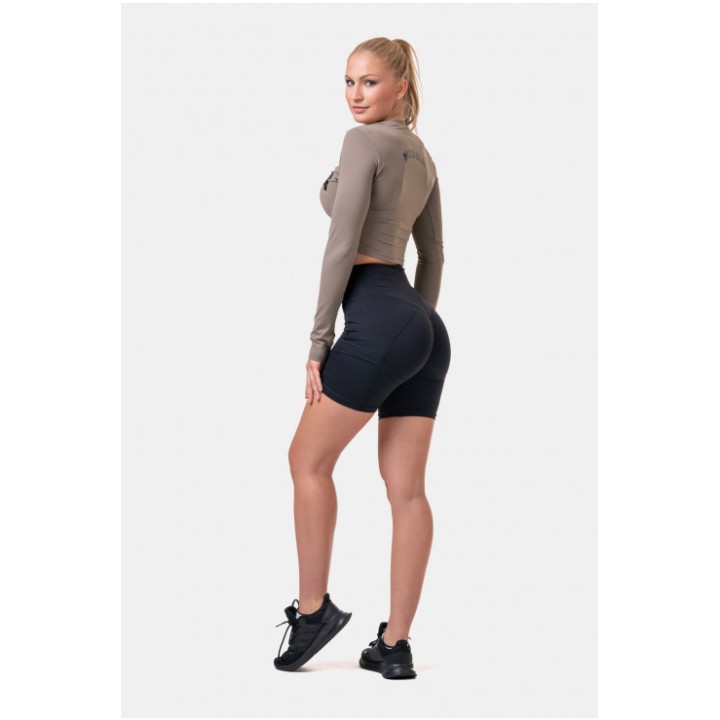 NEBBIA LONG SLEEVE THUMBHOLE SPORTY CROP TOP 585