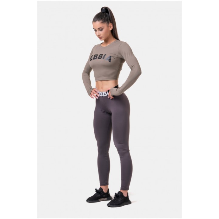 NEBBIA LONG SLEEVE THUMBHOLE SPORTY CROP TOP 585