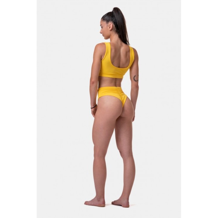 Slip bikini vita alta retrò con effetto scrunch donna Nebbia