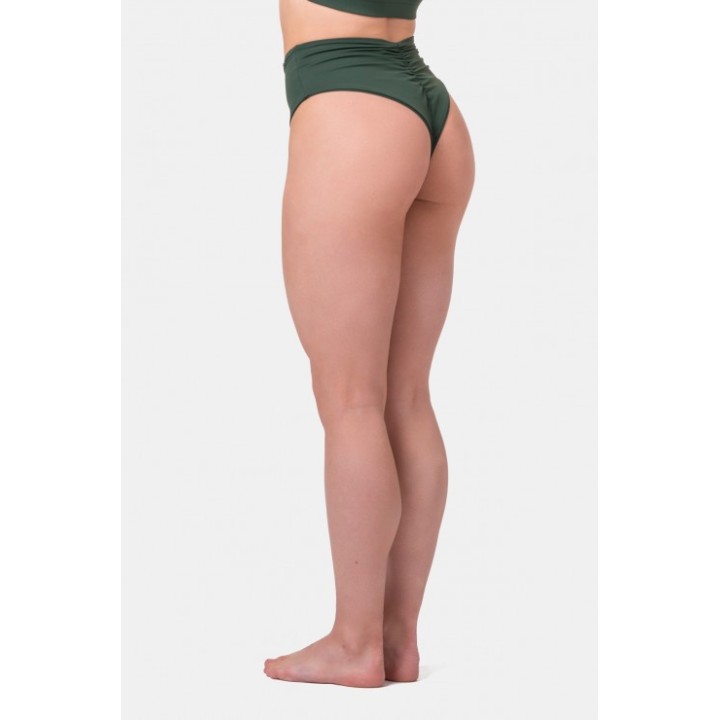 Slip bikini vita alta retrò con effetto scrunch donna Nebbia