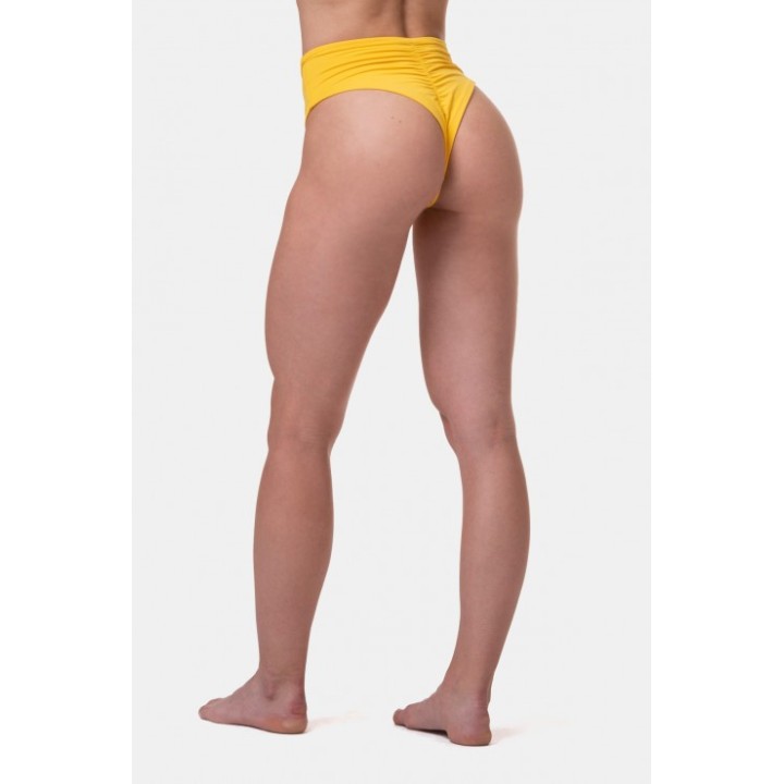 Slip bikini vita alta retrò con effetto scrunch donna Nebbia
