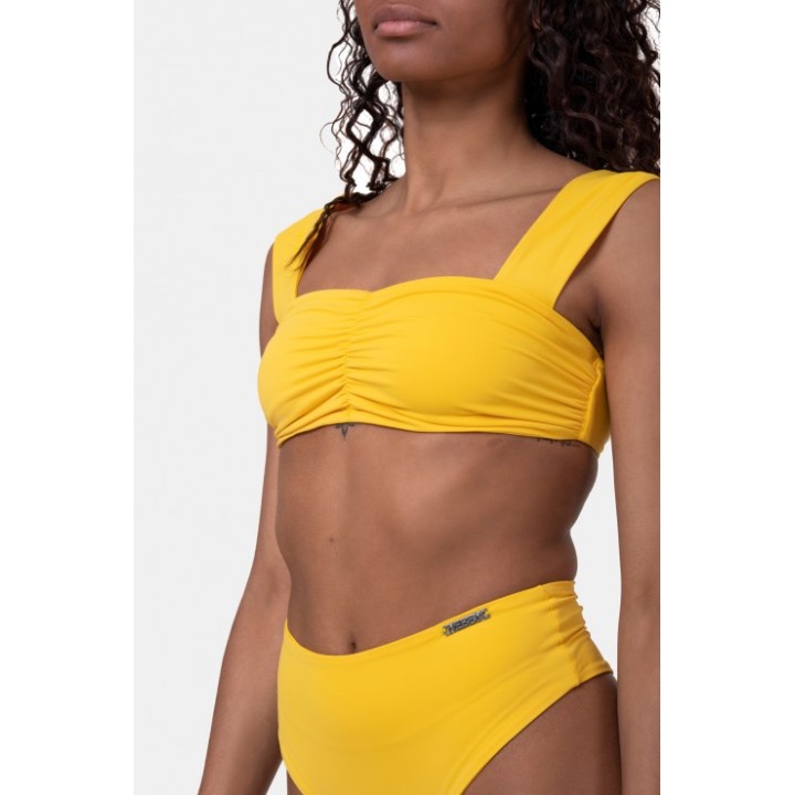 Slip bikini vita alta retrò con effetto scrunch donna Nebbia