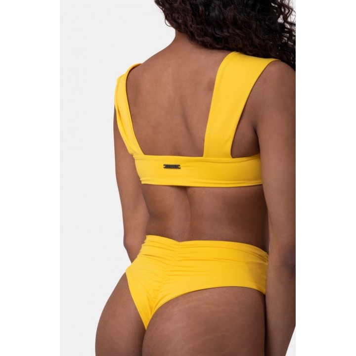 Slip bikini vita alta retrò con effetto scrunch donna Nebbia