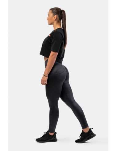 HIGH WAIST GLOSSY LOOK BUBBLE BUTT PANTS