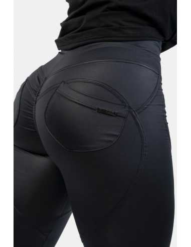 HIGH WAIST GLOSSY LOOK BUBBLE BUTT PANTS