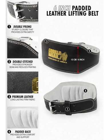 Gorilla Wear 6 Inch Padded Leather Lifting Belt