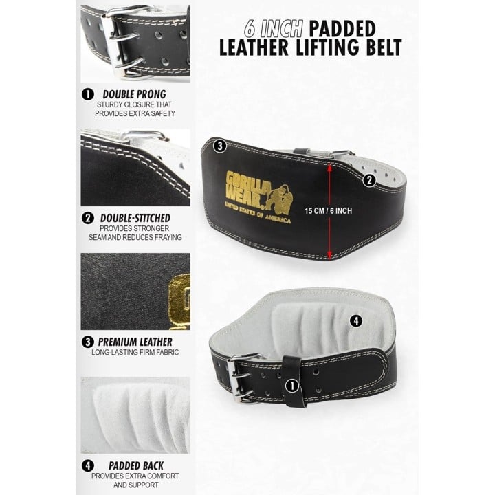 Gorilla Wear 6 Inch Padded Leather Lifting Belt