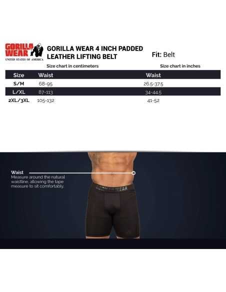 Gorilla Wear 4 Inch Padded Leather Lifting Belt
