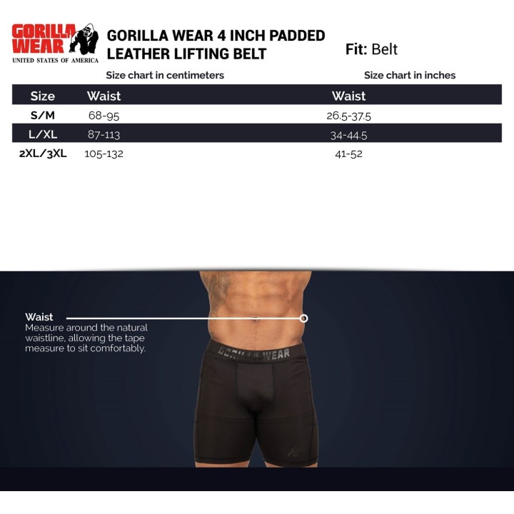 Gorilla Wear 4 Inch Padded Leather Lifting Belt