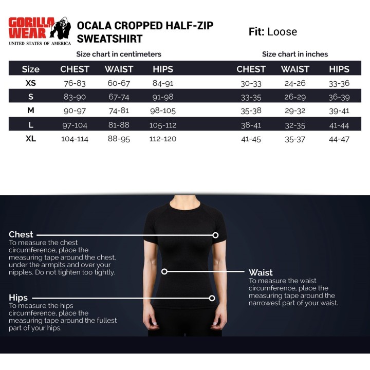 Felpa corta mezza zip donna Gorilla Wear Ocala