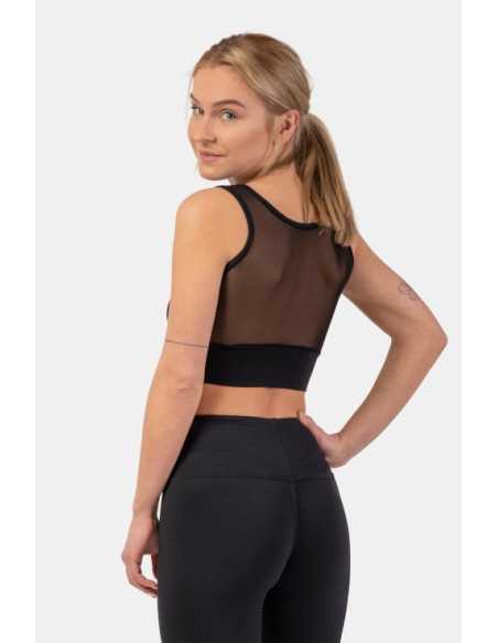 Black Mesh Design Sports Bra "Breathe"