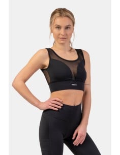 Black Mesh Design Sports Bra "Breathe"