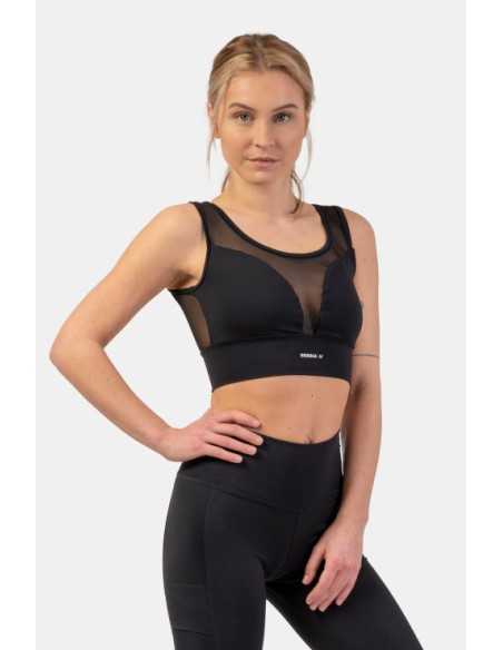 Black Mesh Design Sports Bra "Breathe"