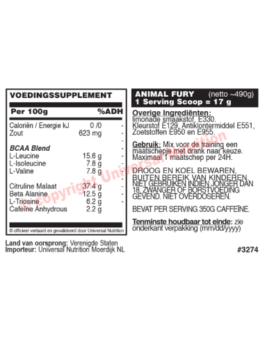 Animal Fury 500 Gr