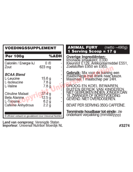 Animal Fury 500 Gr