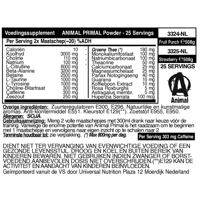 Universal Nutrition Animal Primal 507 gr