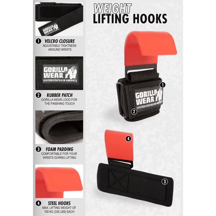 Gorilla Wear Weight Lifting Hooks