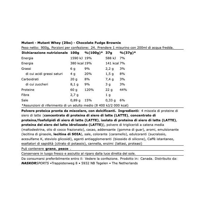 Mutant Whey 908 g: Proteine del Siero Multi-Fonte
