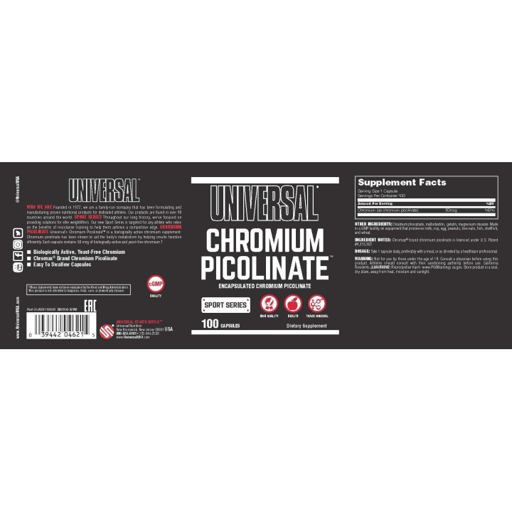 Universal Nutrition Chromium Picolinato 100 cps