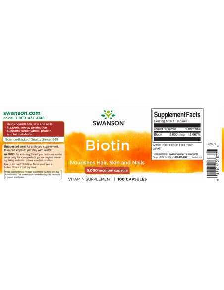 Biotin 5,000 mcg 100 Caps