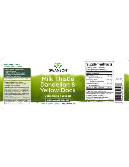 Milk Thistle Dandelion & Yellow Dock 120 caps
