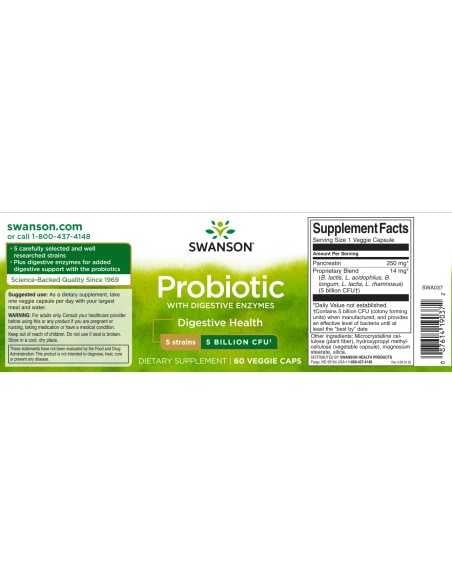 Probiotic with Digestive Enzymes 5 Billion CFU 60 Veg Caps