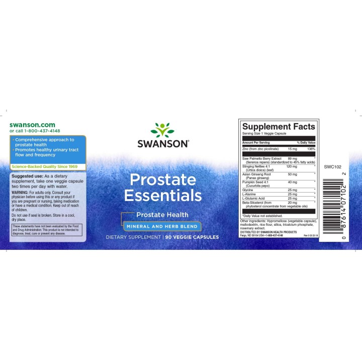 Swanson Prostate Essentials 90 Veg Caps