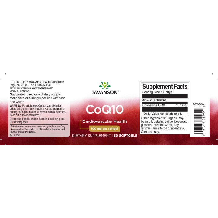 CoQ10 100 mg 50 Softgels Swanson Coenzyme Q10