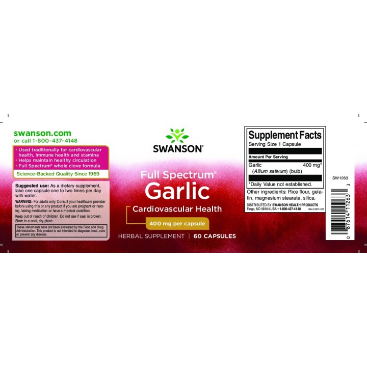 Swanson Full Spectrum Garlic (Cloves) 400 mg 60 caps