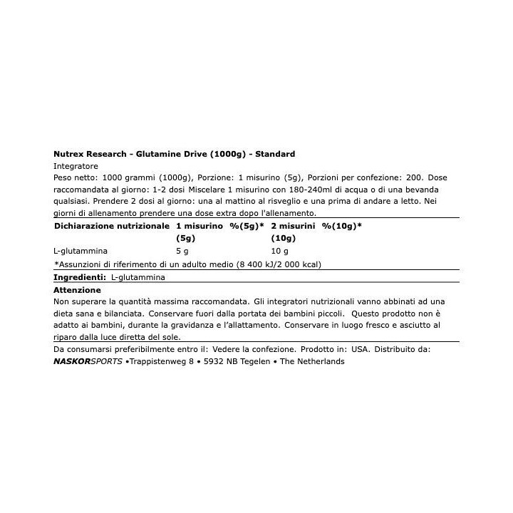 NUTREX RESEARCH Glutamine Drive Black 1 Kg
