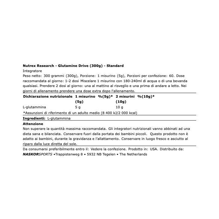 NUTREX RESEARCH Glutamine Drive 300 gr