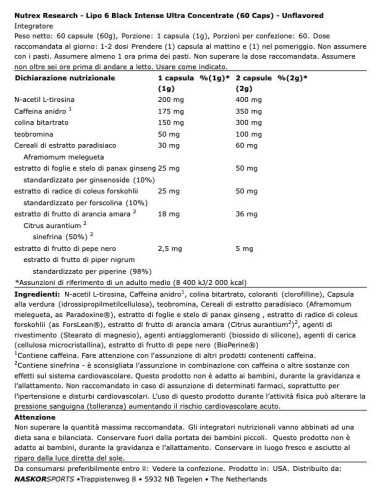 Lipo 6 Black Intense Ultra Concentrate 60 Caps