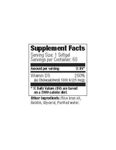Vitamin D 1000 IU 60 Softgels