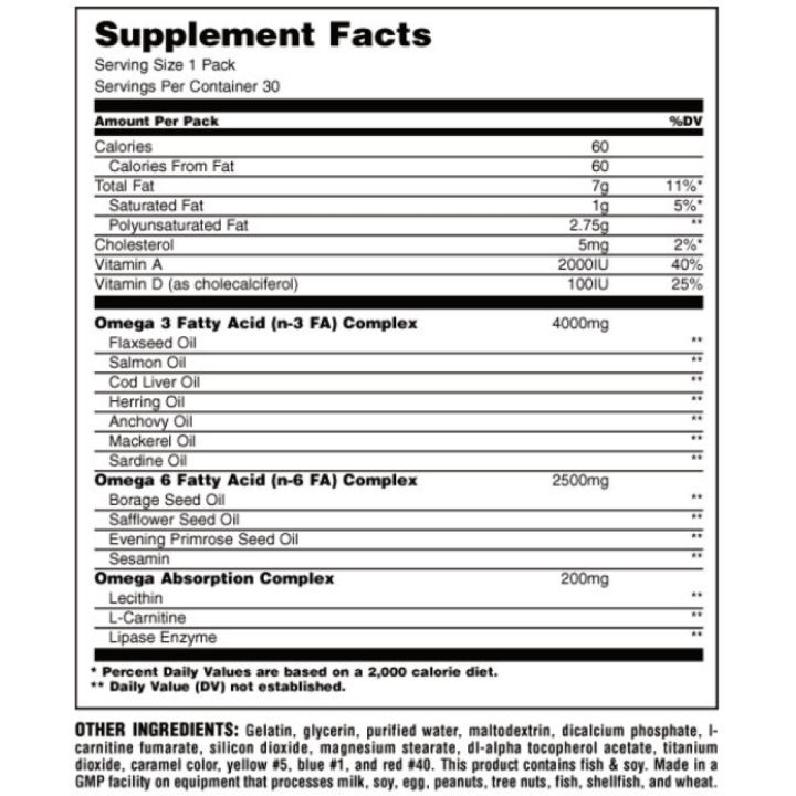Universal Nutrition Advanced Omega-3 & EFAS 30 Paks