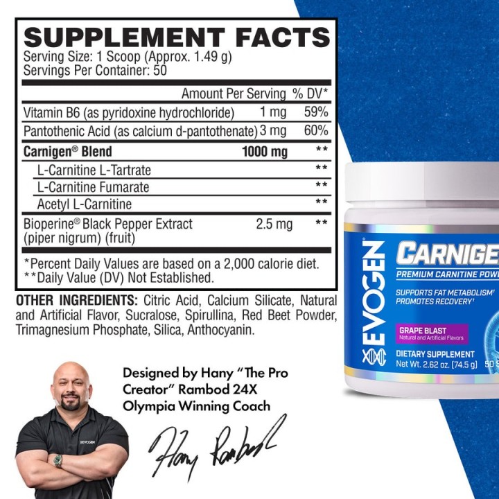 Carnigen Powder Evogen 78 g: Carnitina in Polvere