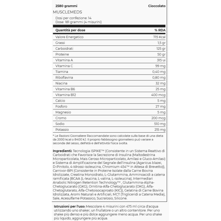 MuscleMeds Carnivor Mass 2744 gr