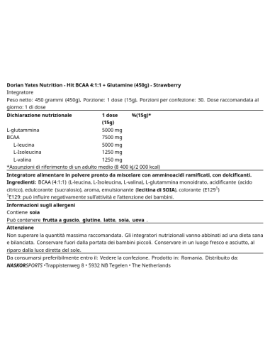 Dorian Yates Hit BCAA 4:1:1 + Glutamine 450 gr