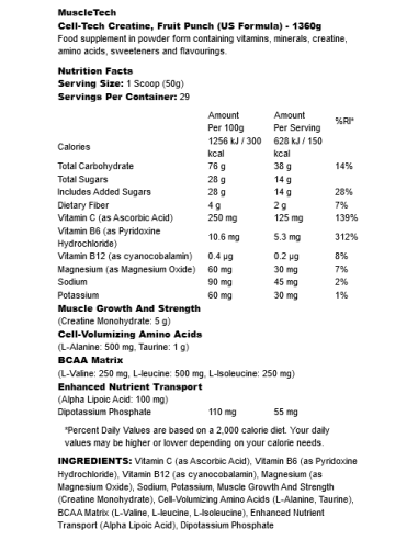 Cell-Tech Creatine US Formula 1360 gr
