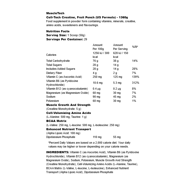 Muscletech Cell-Tech Creatine US Formula 1360 gr