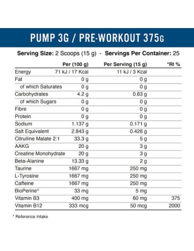Pump 3G Pre-Workout 375 gr
