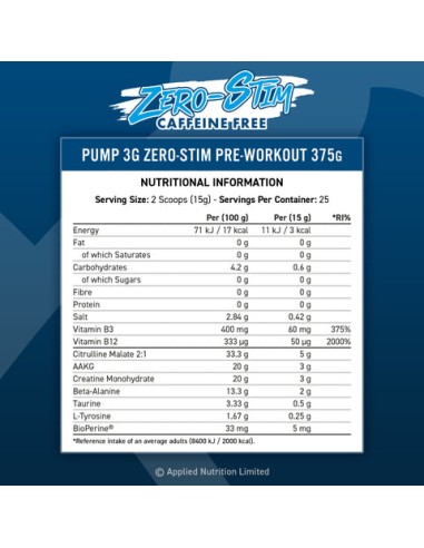 PUMP 3G ZERO Pre-Workout 375 gr