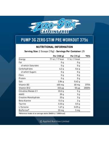 PUMP 3G ZERO Pre-Workout 375 gr