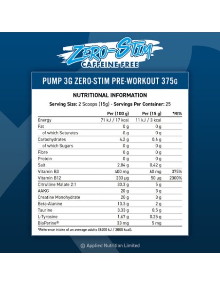 PUMP 3G ZERO Pre-Workout 375 gr
