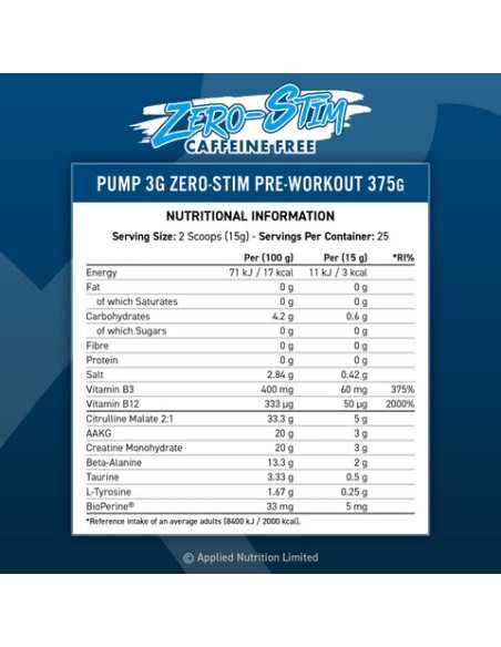 PUMP 3G ZERO Pre-Workout 375 gr