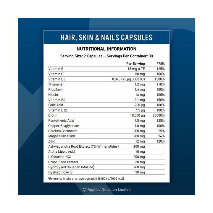 Applied Nutrition Hair Skin & Nails 60 caps